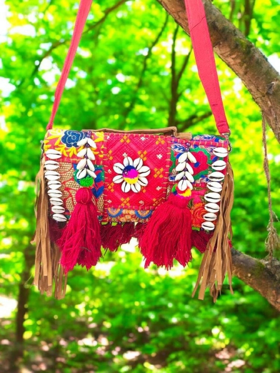 Ishhaara Embroidered Tassel Sling Bag — handcrafted Indian accessories