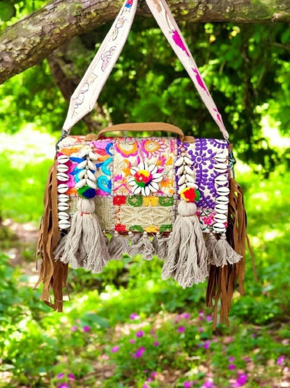 Ishhaara Embroidered Tassel Sling Bag — handcrafted Indian accessories - view 4