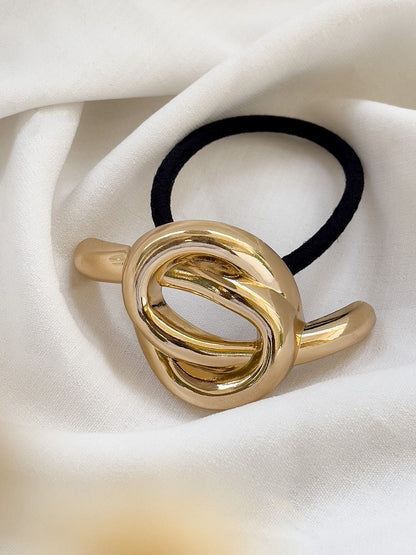 Ishhaara Bold Gold Knot Stainless Steel Rubber Band