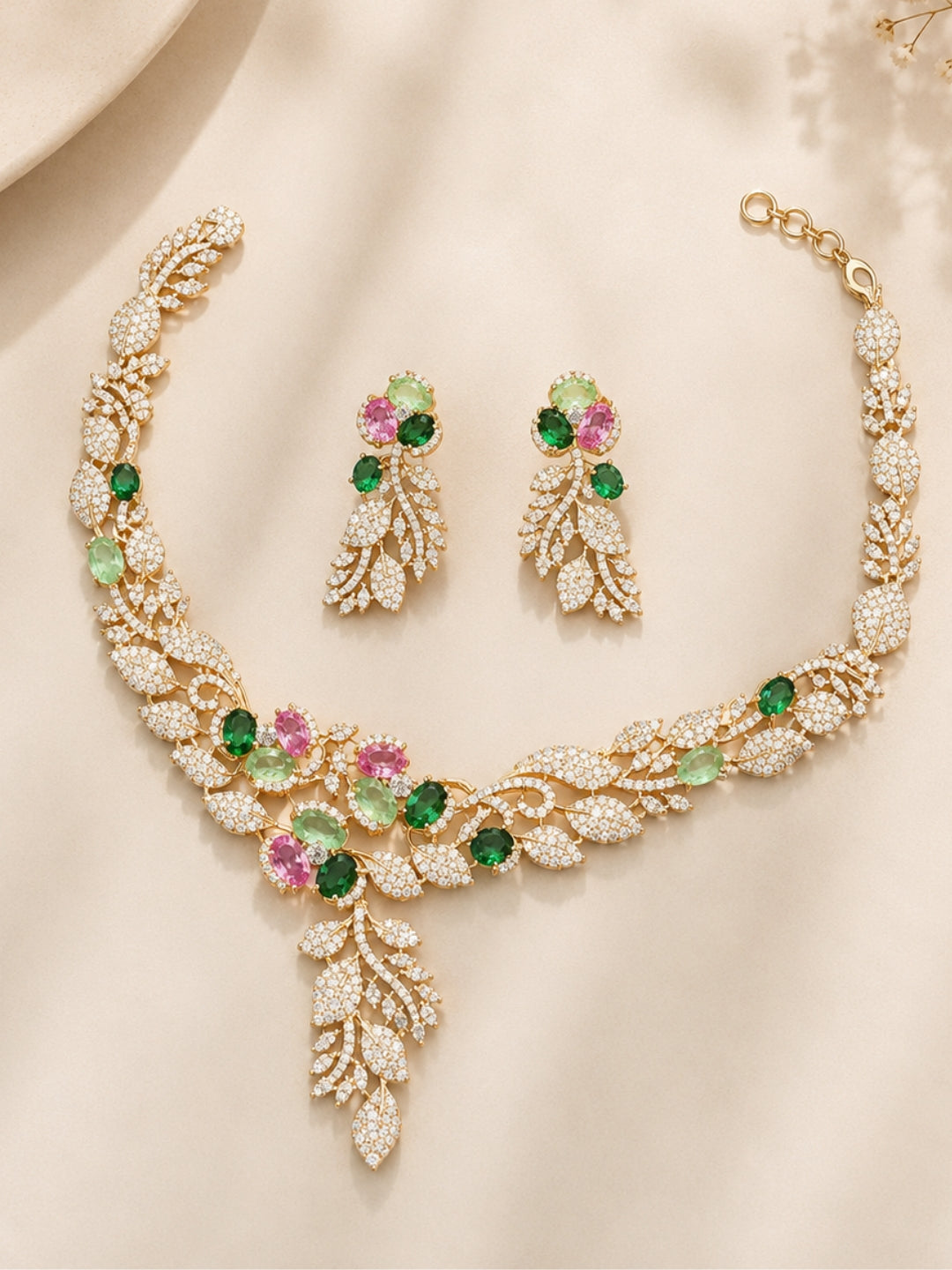 Ishhaara Botanical Gemstone Neckalce Set