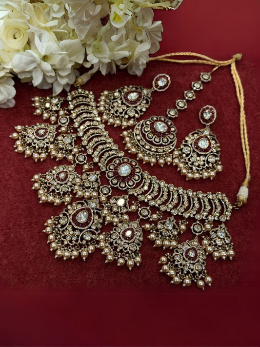 Ishhaara Bridal Heavy Polki Emerald Set