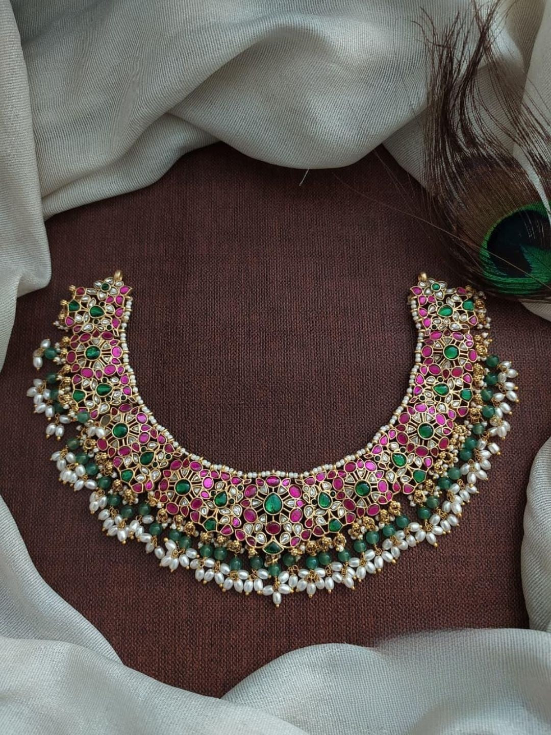 Ishhaara Bridal Kundan Choker Necklace - handcrafted Indian jewellery