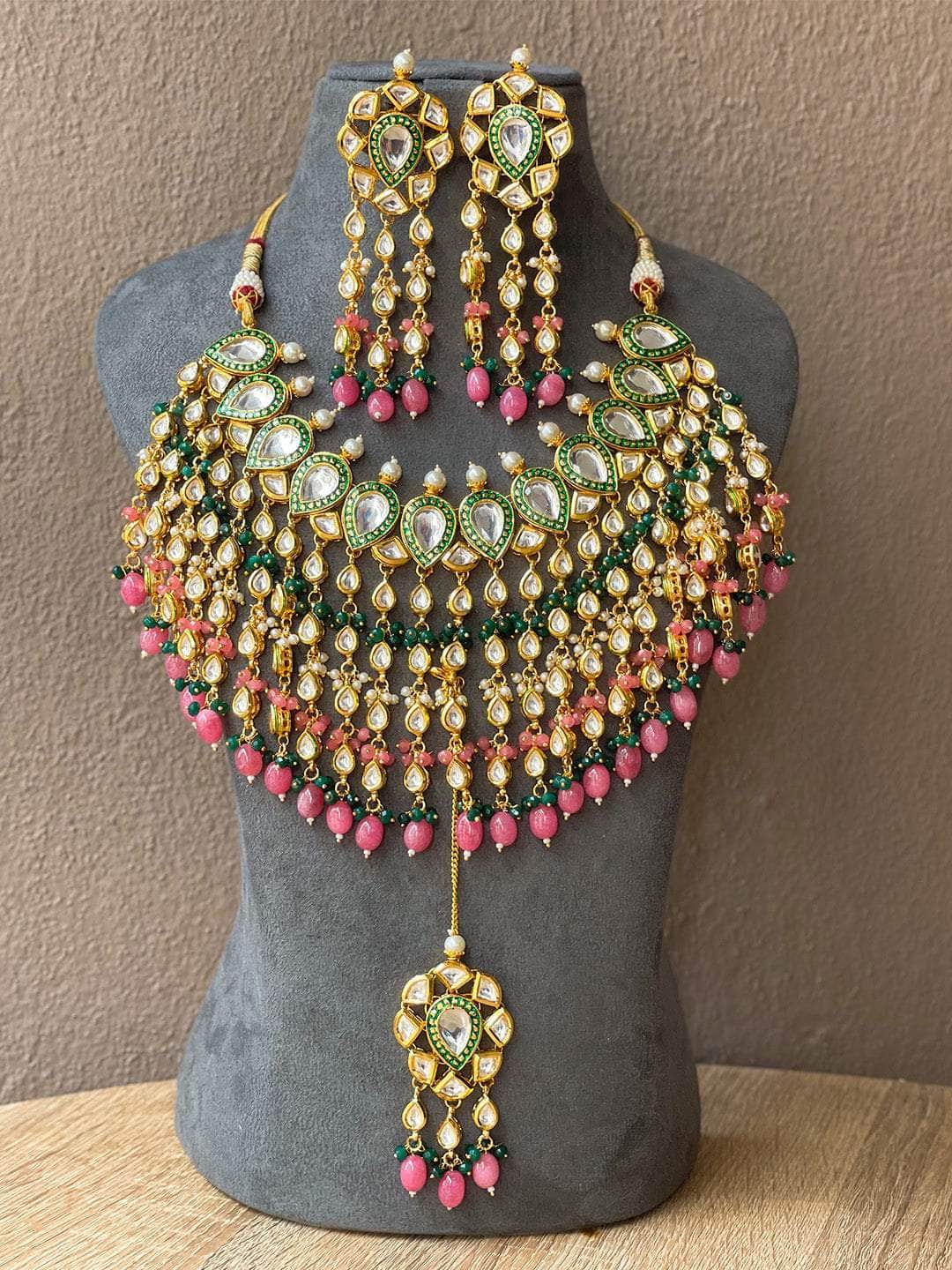 Ishhaara Bridal Meenakari Kundan Necklace With Beads