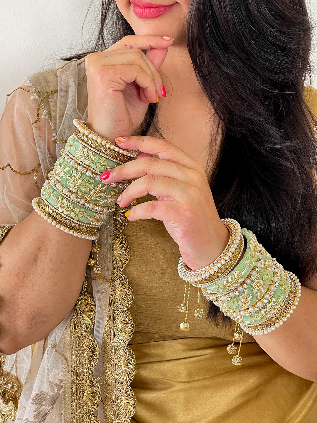 Ishhaara Bridal Mint Green Rajwadi Chooda