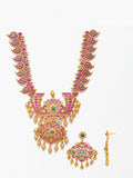 Ishhaara Bridal Red And Green Mango Design Necklace Set