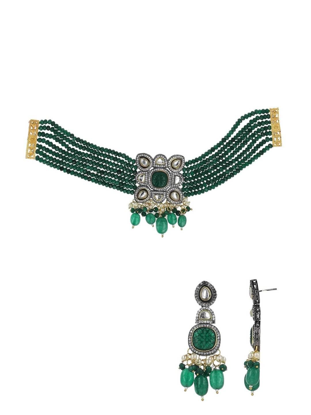 Ishhaara Bride 2 In Semi Precious Centre Stone Choker Set