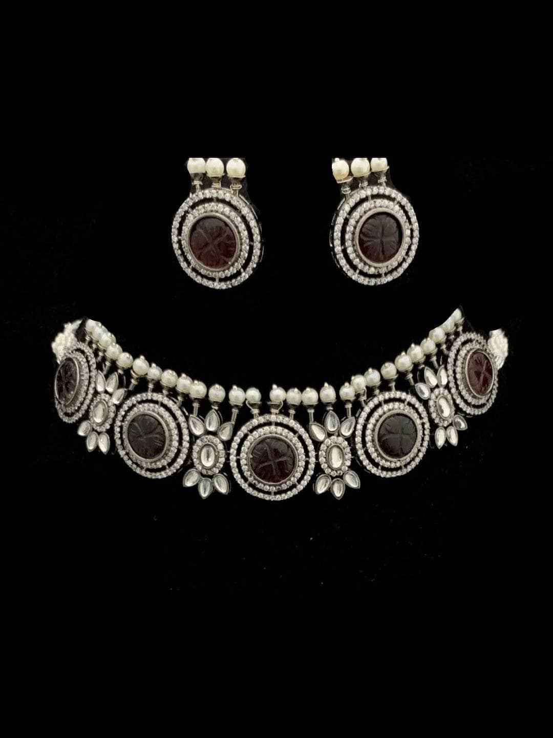 Ishhaara Brown Circle Pearly Charm Necklace