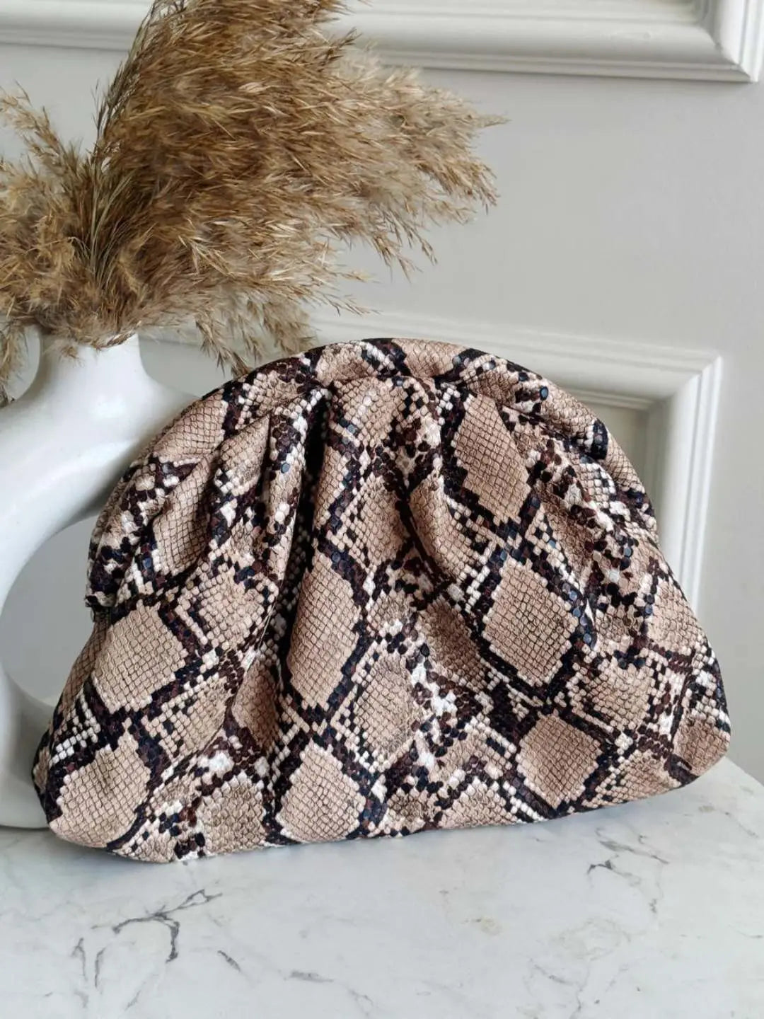 Ishhaara Brown Crescent Frame Faux Leather Cloud Bag
