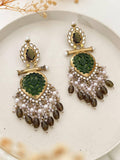 Ishhaara Brown Cutwork Chandbali Earrings