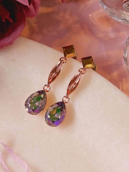 Ishhaara Geometric 3 Tiered Drop Earrings Brown
