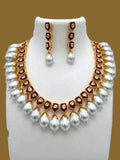 Ishhaara Meena Drop Pearls Necklace And Earring Set