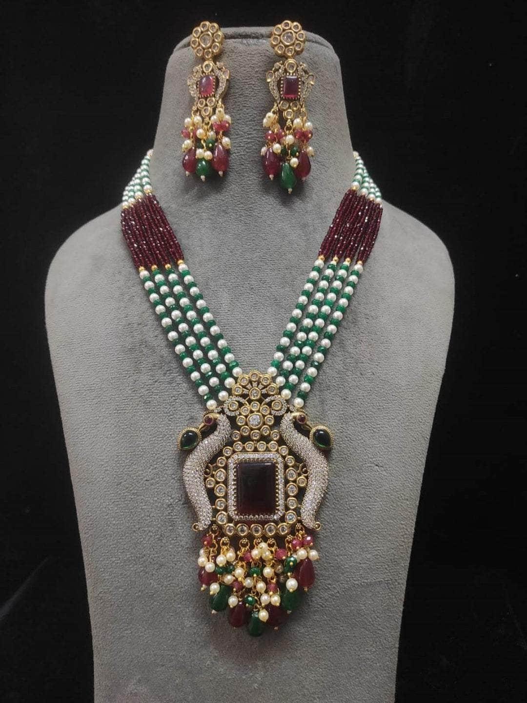 Ishhaara Brown Minakari Long Kundan Necklace Set