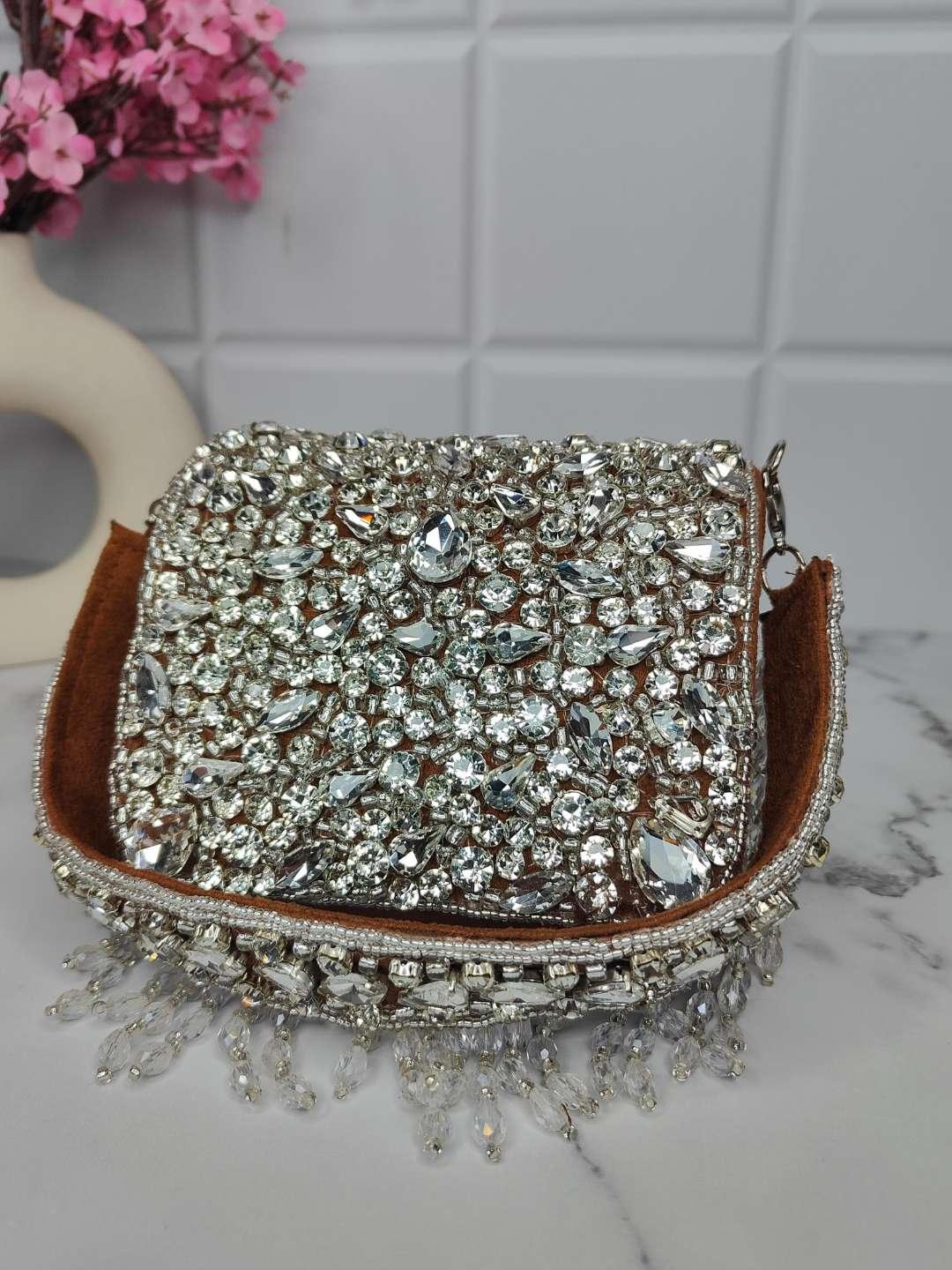 Ishhaara Brown Mini Crystal Bag