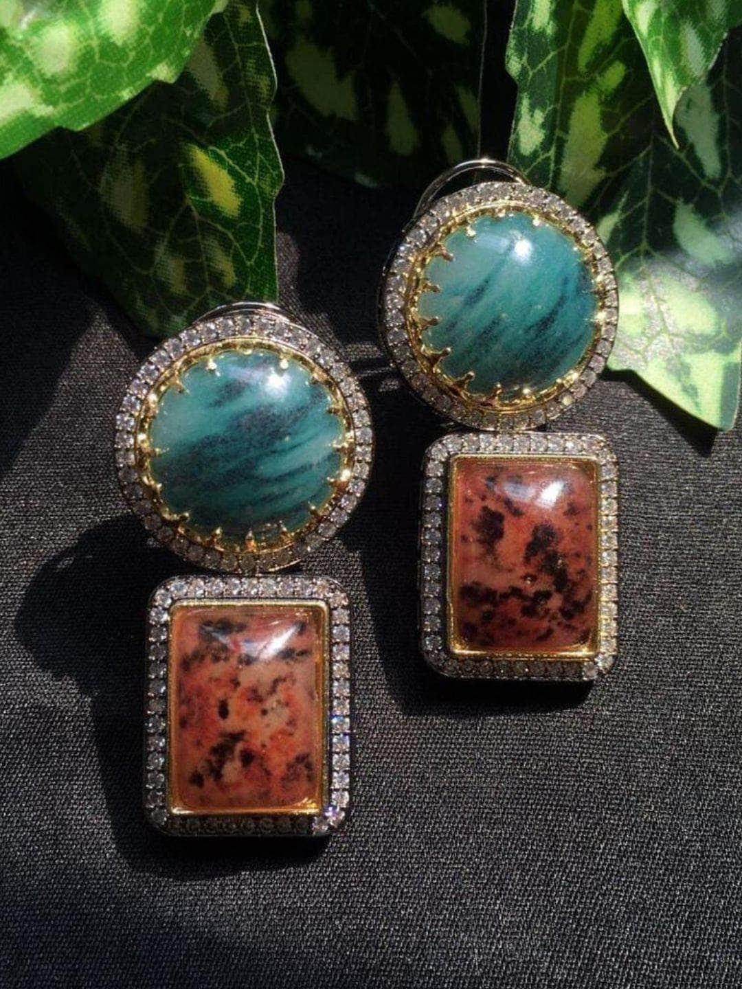 Ishhaara Multicolor Doublette Stone Earrings