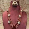 Ishhaara Brown Onex Multi Drop Motif Necklace With Jumki