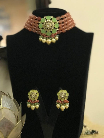 Ishhaara Precious Choker Beaded Necklace Set