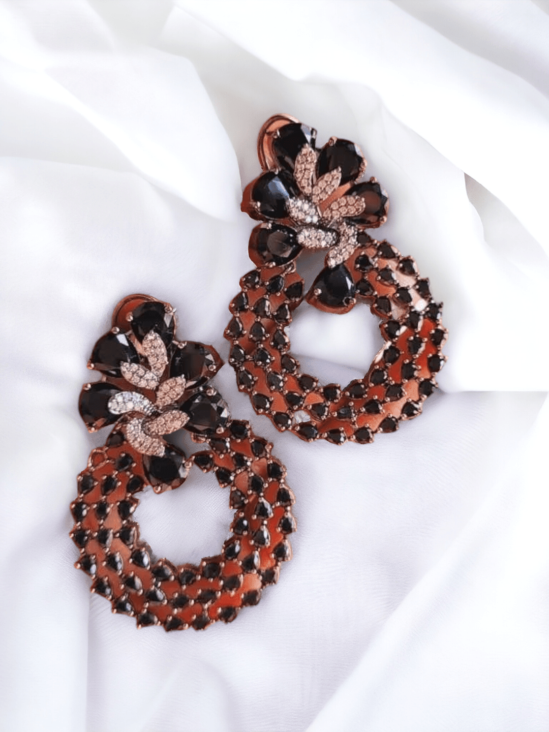 Ishhaara Round Colorful Glam Rhinestone Earrings