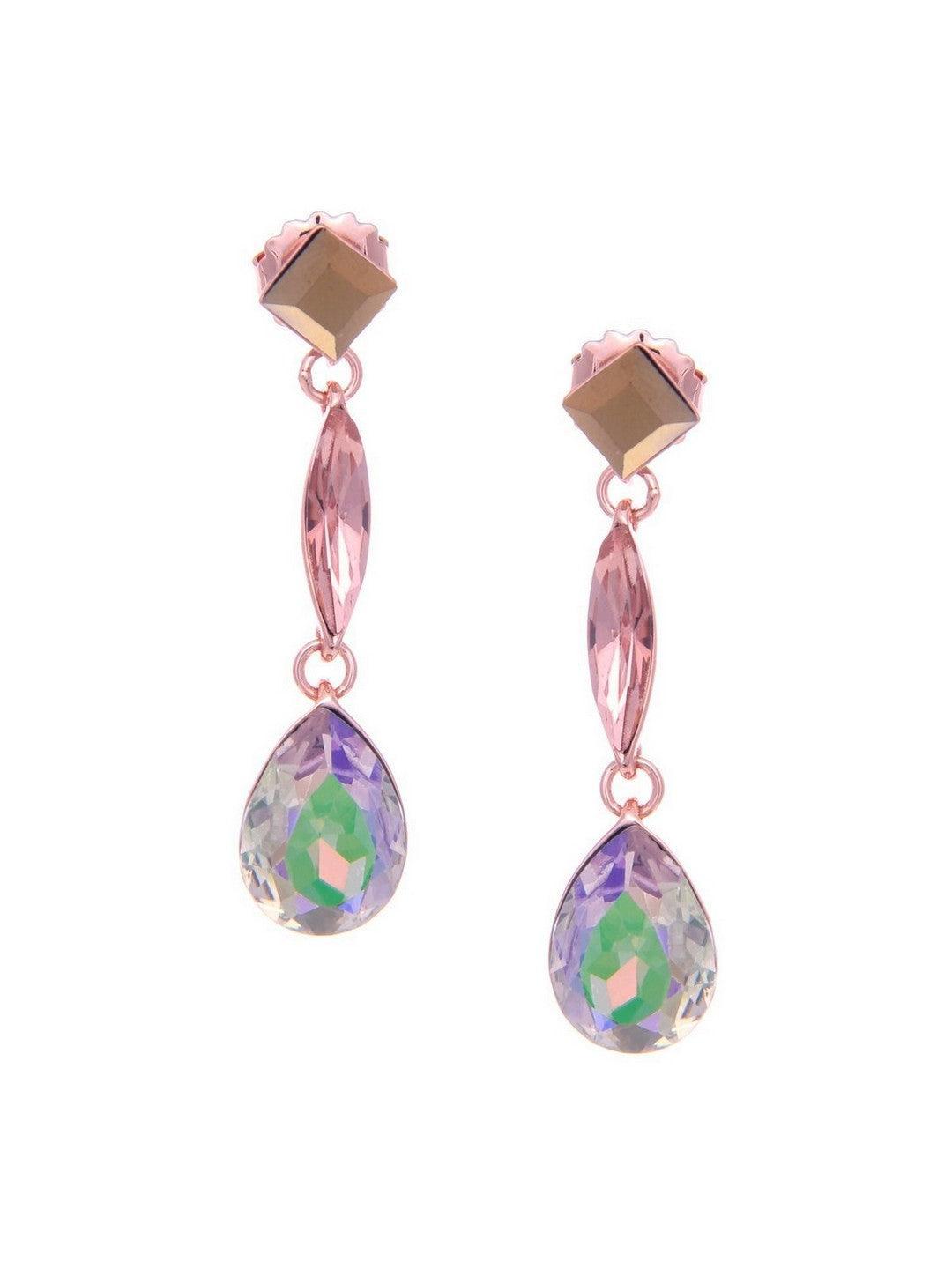 Ishhaara Soha In Geometric 3Tiered Drop Earrings Brown