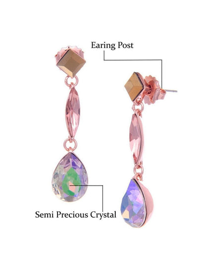 Ishhaara Soha In Geometric 3Tiered Drop Earrings Brown
