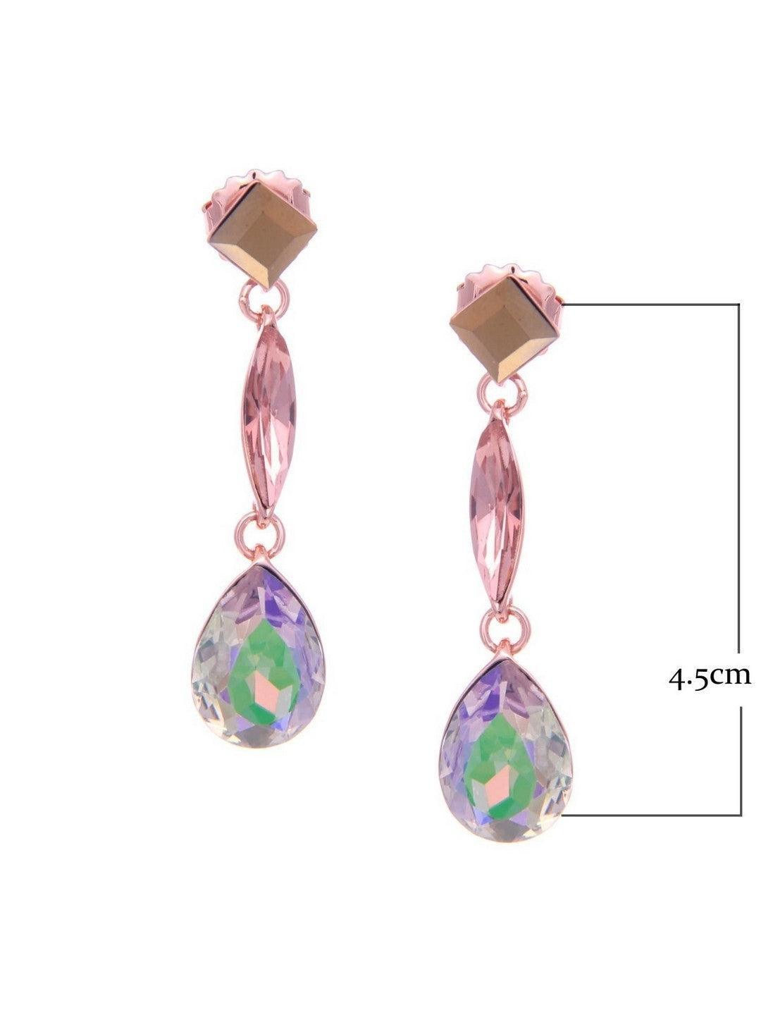Ishhaara Soha In Geometric 3Tiered Drop Earrings Brown
