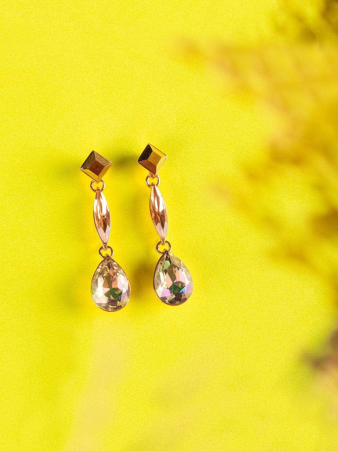 Ishhaara Soha In Geometric 3Tiered Drop Earrings Brown