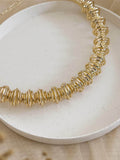 Ishhaara Brushed Gold Finish Wavy Spacer Beads Necklace