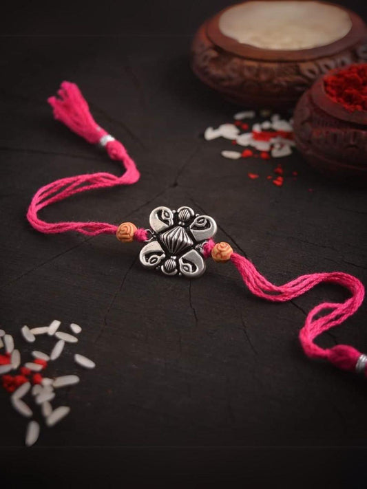 Ishhaara Butterfly Shaped German Silver Rakhi