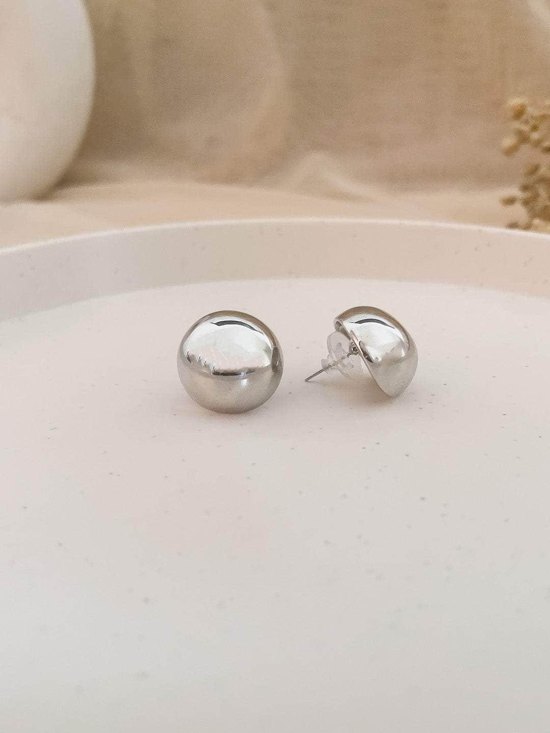 Ishhaara Button Earrings Sterling Silver