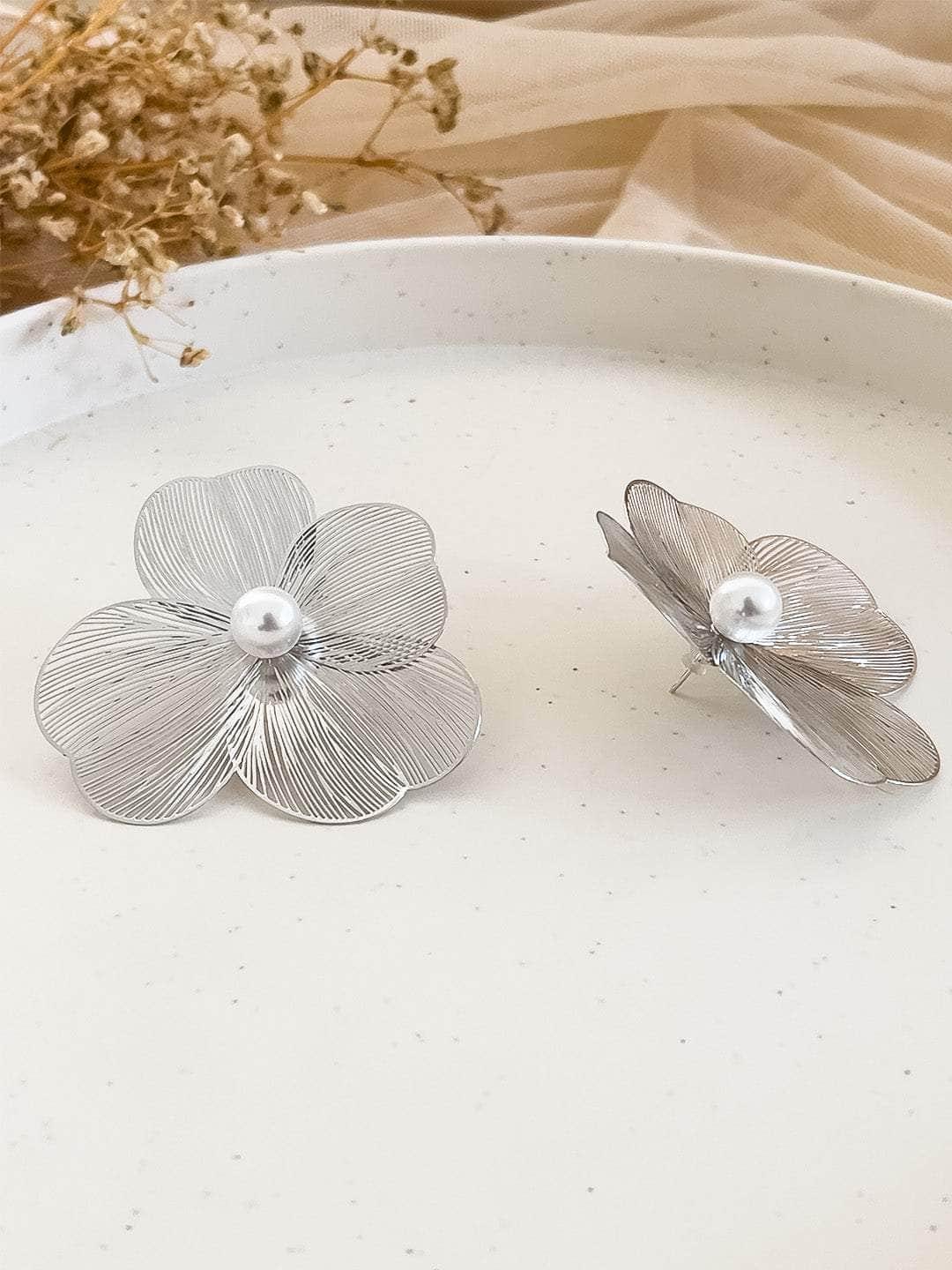 Ishhaara Camellia Brushed Finish Stud Earrings
