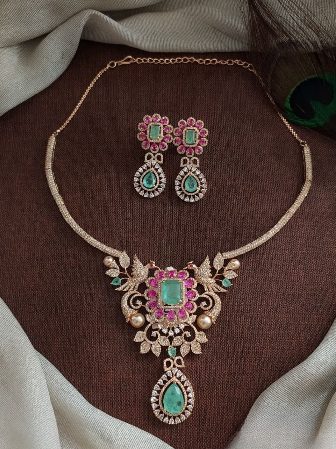 Ishhaara Camilaia American Diamond Hasli Pendant Set