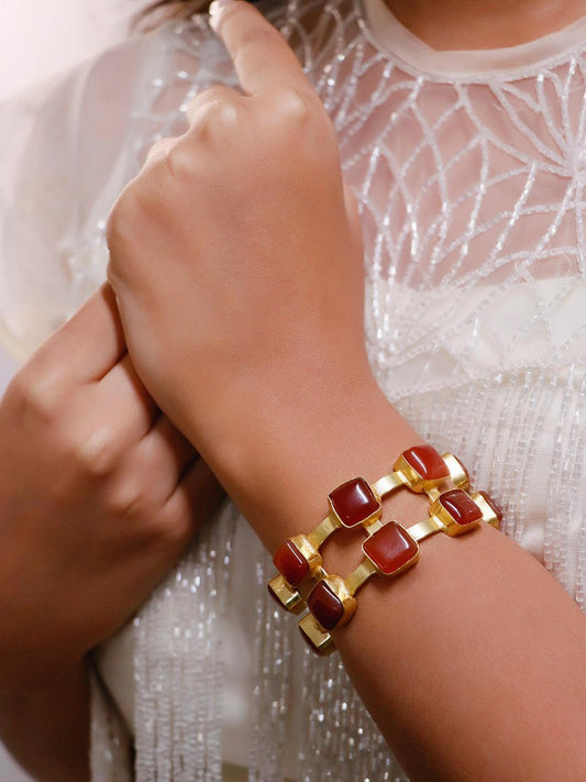 Ishhaara Carnelian Hand Cuff Brick Red