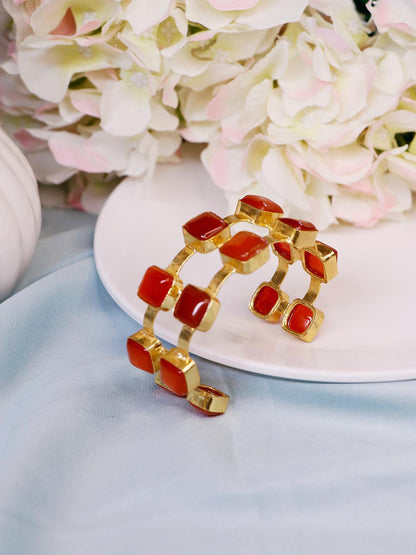 Ishhaara Carnelian Hand Cuff Brick Red