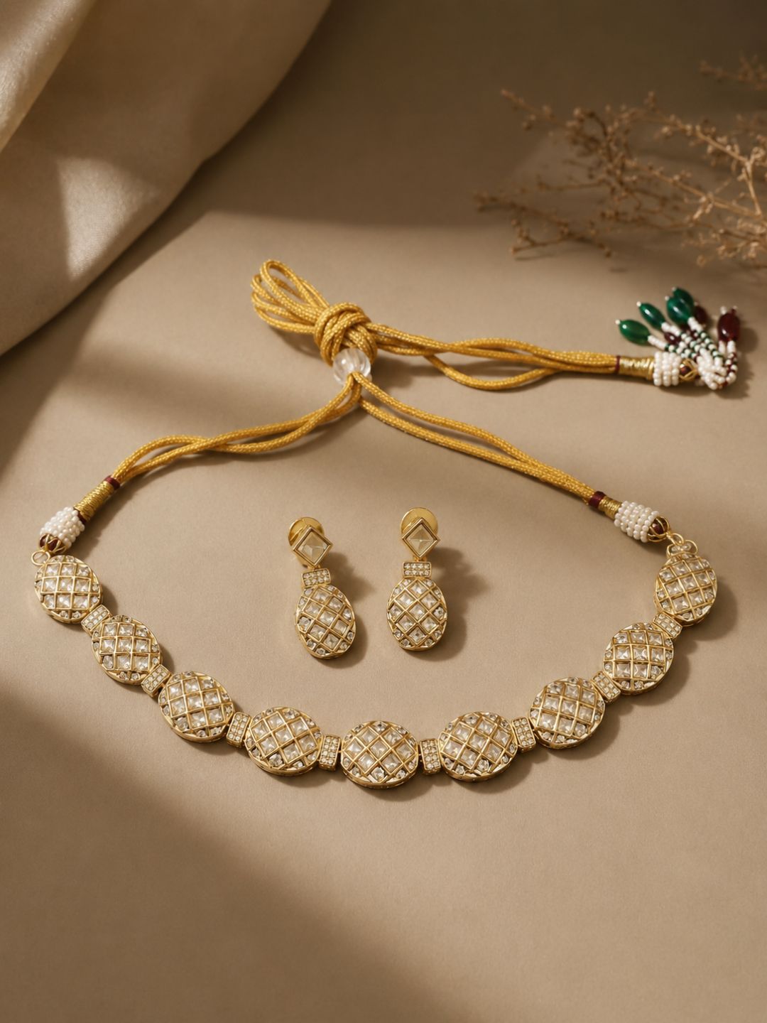 Ishhaara Carved Polki Stone Necklace