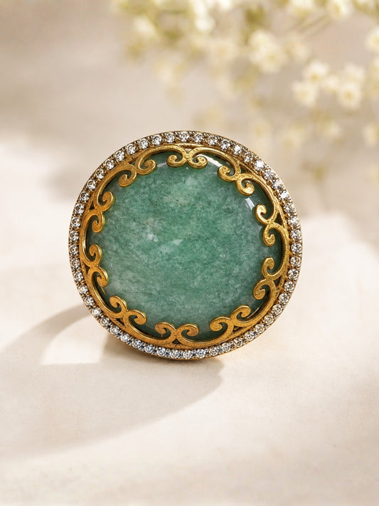 Ishhaara Carved Stone Designer Ring