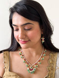 Ishhaara Chand Shaped Jadau Necklace With Earrings