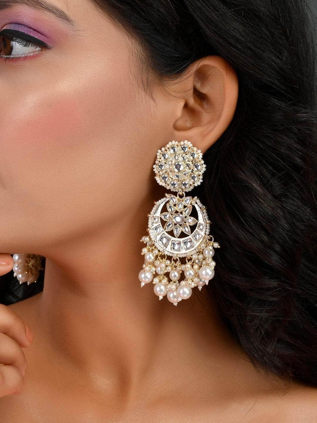 Ishhaara Chandbali Pearl White Kundan Earring
