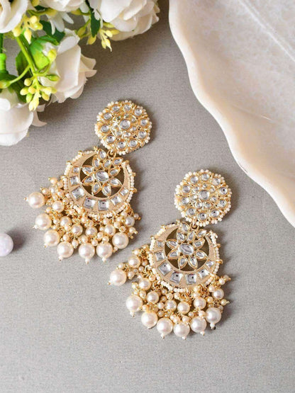 Ishhaara Chandbali Pearl White Kundan Earring