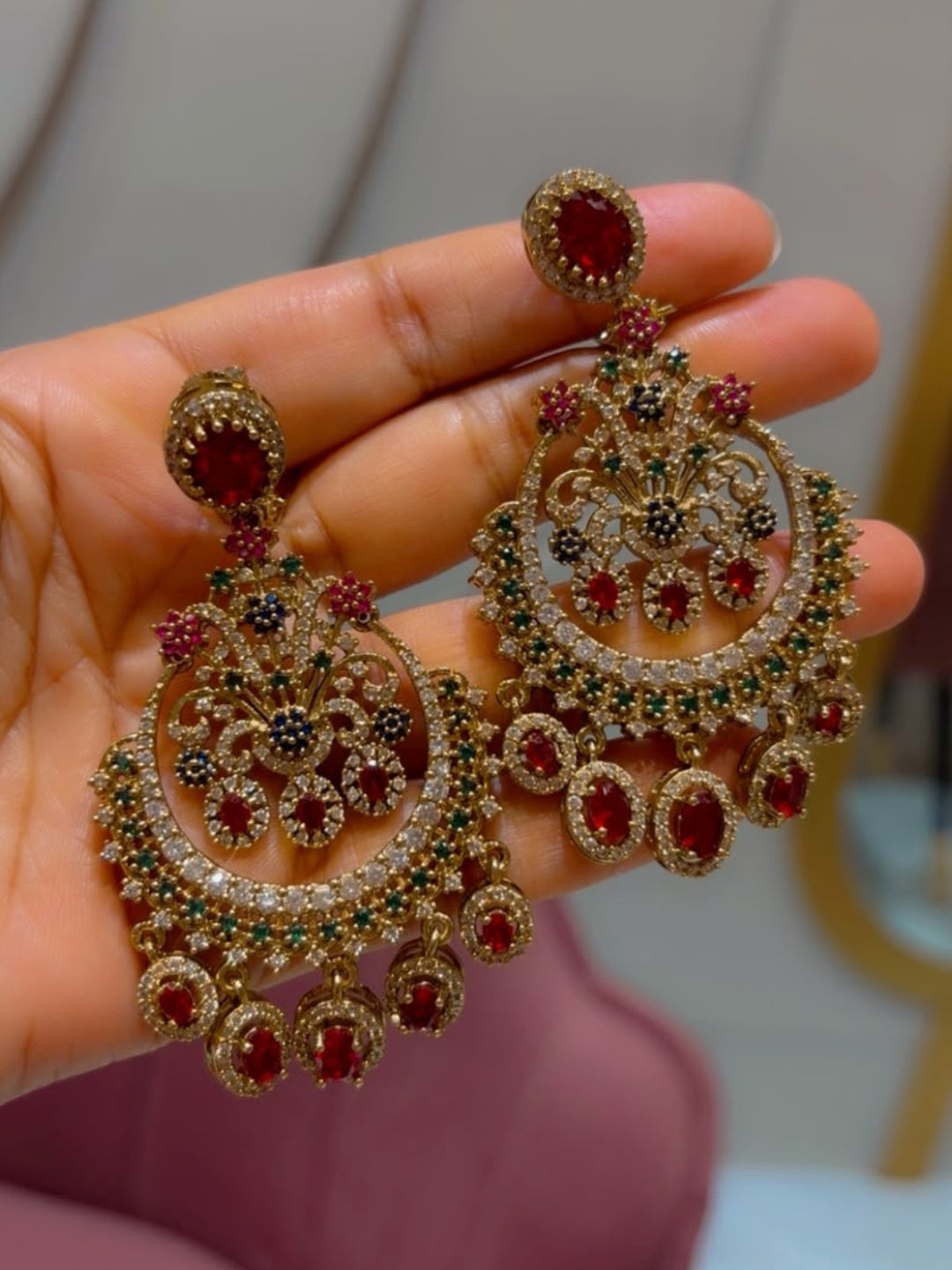 Ishhaara Chandelier Ruby Earrings