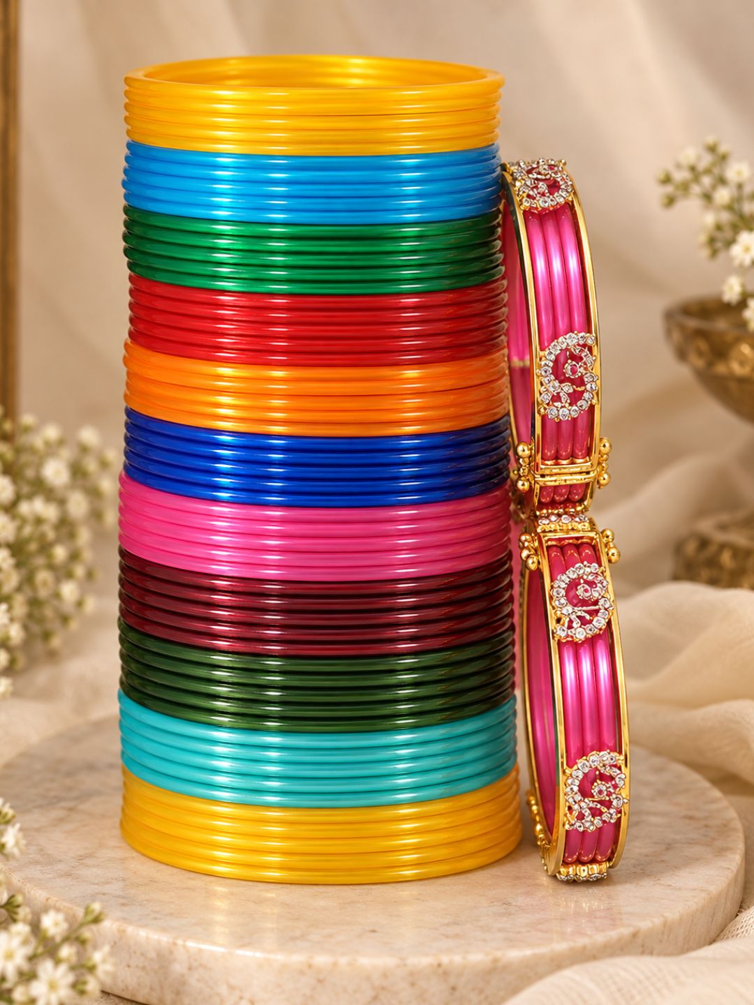 Ishhaara Changeable Cz Stone Openable Kada Type Bangle