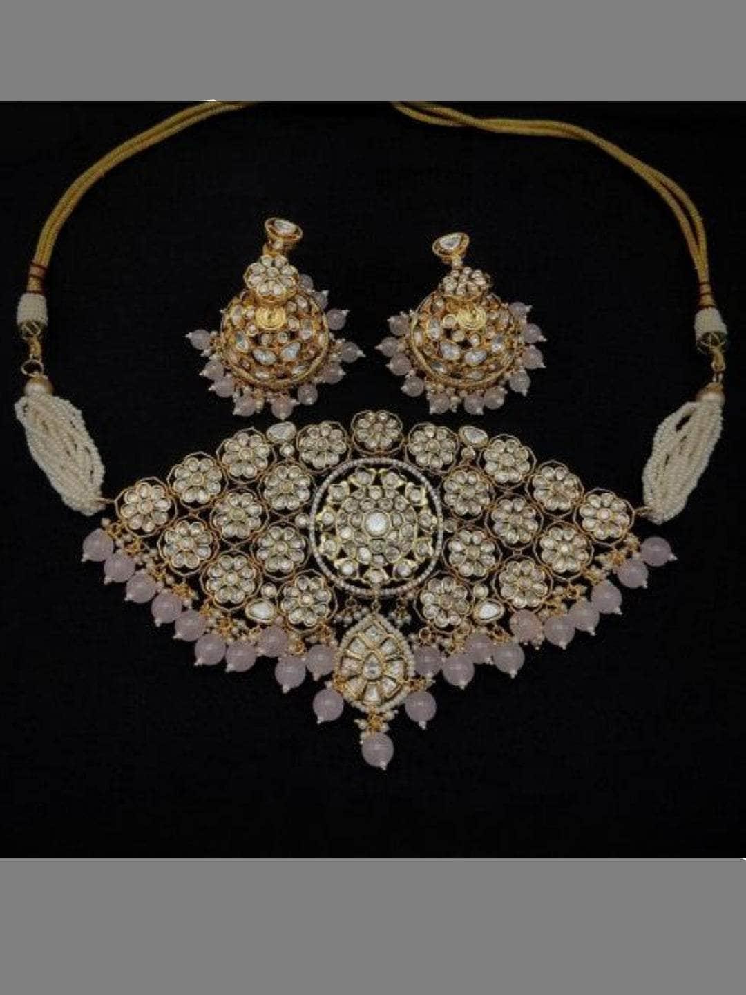 Ishhaara Chid And Kundan Choker Set With Beads Drop