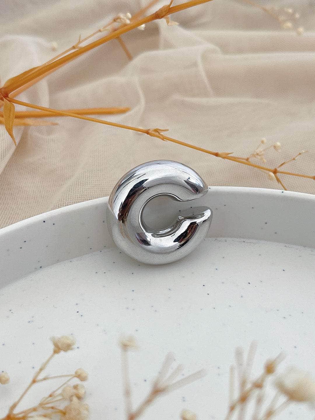 Ishhaara Chunky Silver Ear Cuff Earrings
