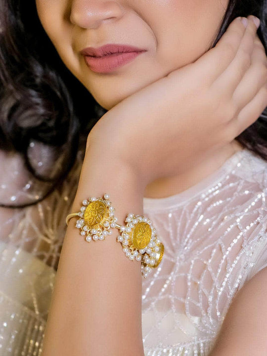 Ishhaara Citrine Hydro Carved Hand Cuff Yellow