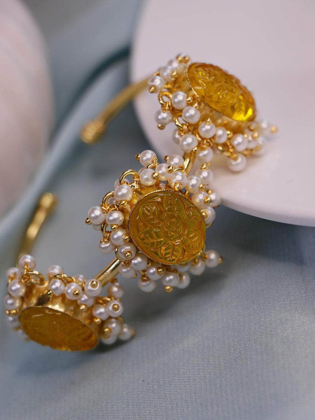 Ishhaara Citrine Hydro Carved Hand Cuff Yellow