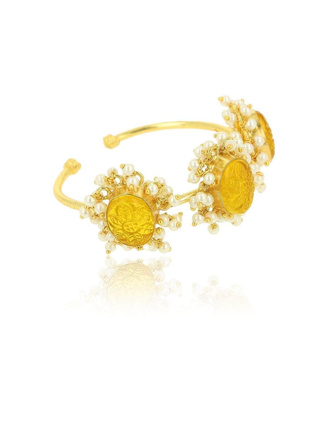Ishhaara Citrine Hydro Carved Hand Cuff Yellow