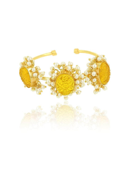 Ishhaara Citrine Hydro Carved Hand Cuff Yellow