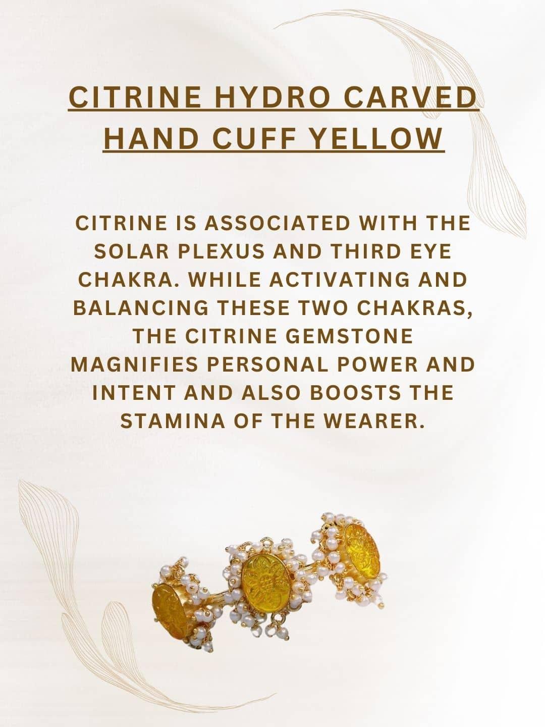 Ishhaara Citrine Hydro Carved Hand Cuff Yellow