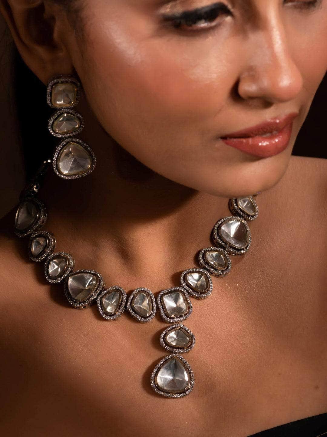 Ishhaara Classic Polki Necklace Set