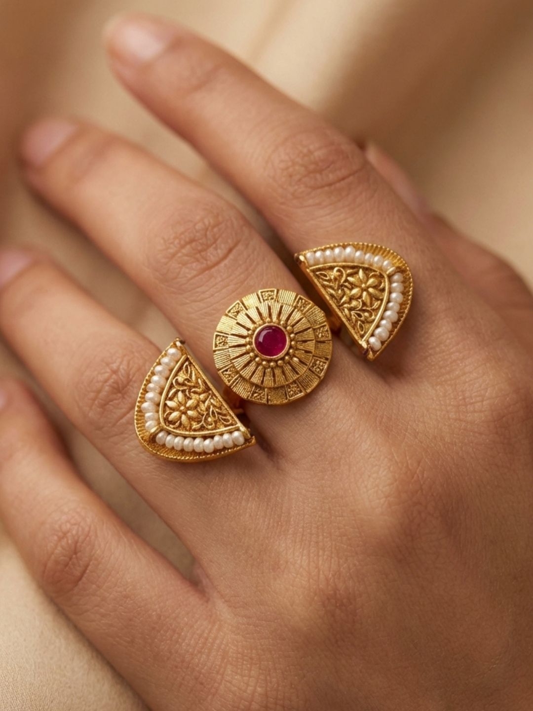 Ishhaara Classic Rajwadi Dual Finger Ring