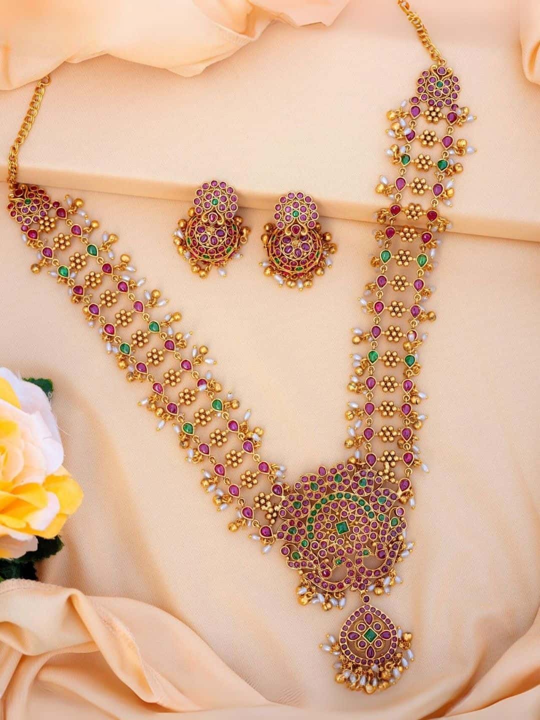Ishhaara Classical Ruby Necklace Set