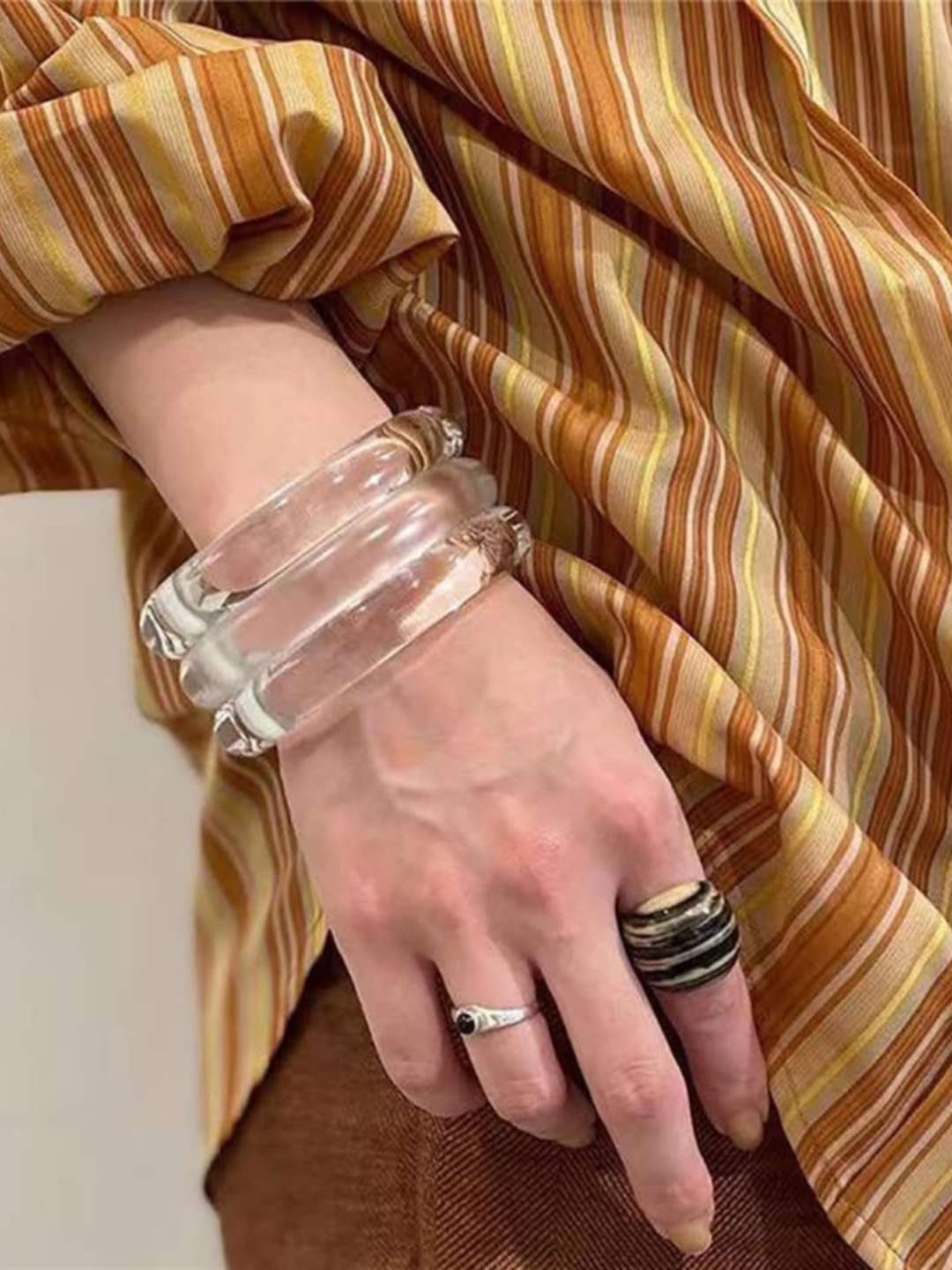 Ishhaara Clear Lucite Cuff Bracelet